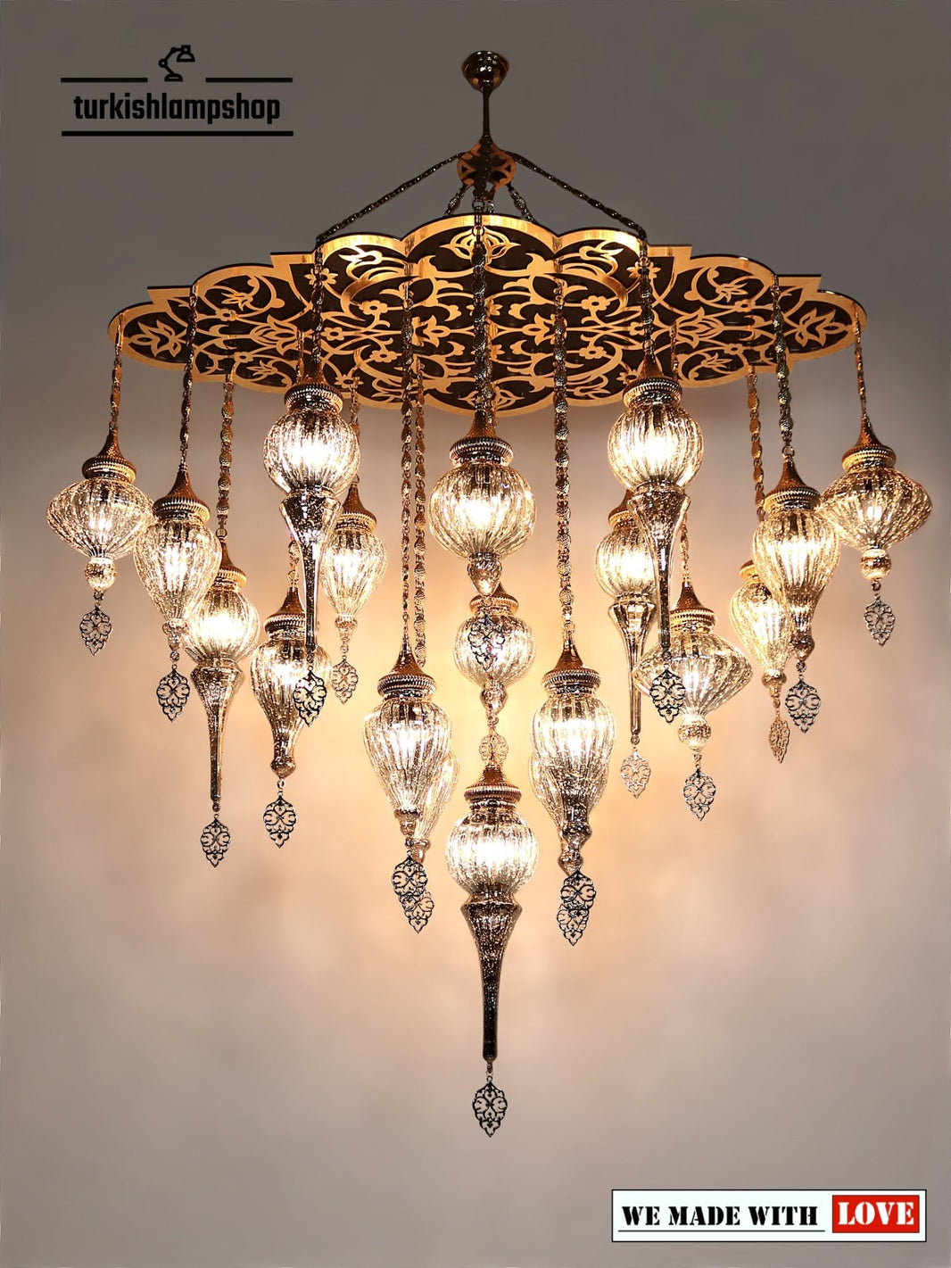 Turkish Chandelier 19 Globe Pyrex Blown Glass