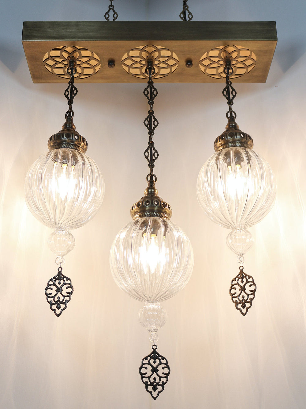 Pyrex Glass Chandelier 3 Globe