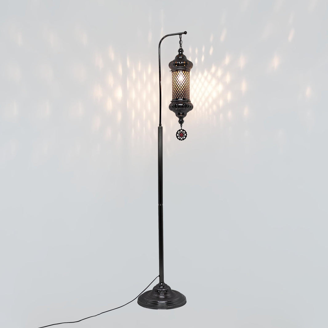 Floor Lamp - Turkish Handmade Blown Glass - Clear Cylinder Shape - Living Room Light