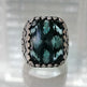 925er Silber  Aquablauer Stein Herrenring Handgefertigt Damenring