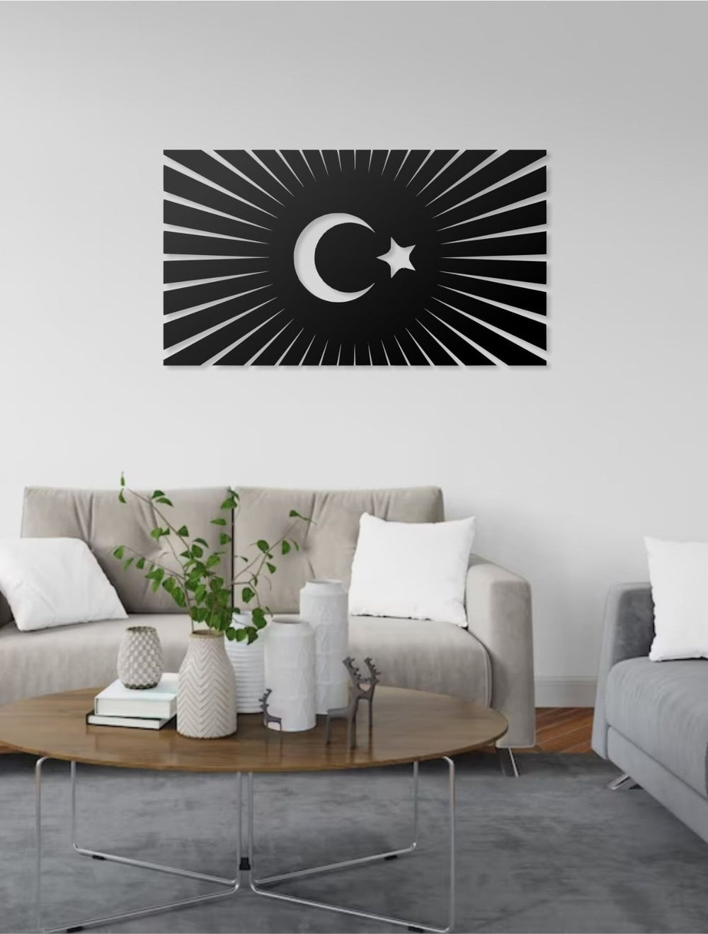Ay & Yıldız Metall Wandbild 30x66 cm | Modern Türkisch Wanddeko