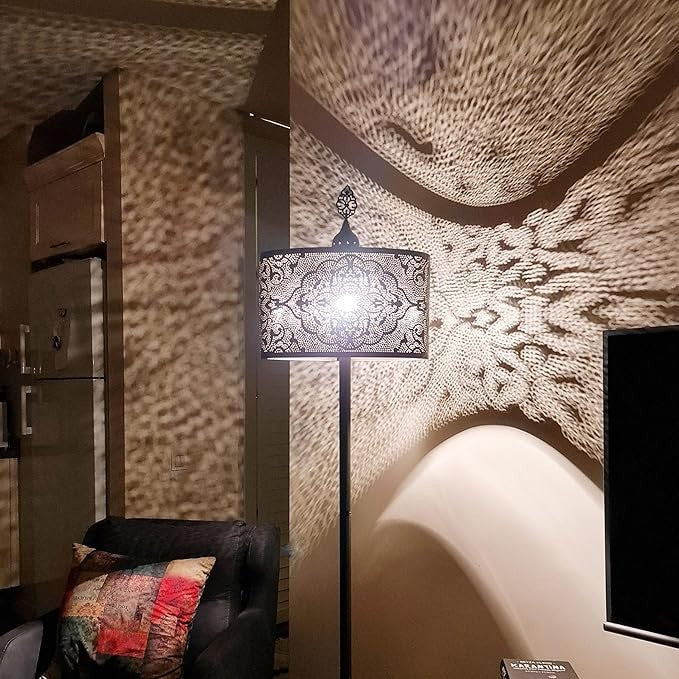 Vintage Türkische Mosaik Stehlampe | Mid-Century Boho Wohnzimmerecke Lampe