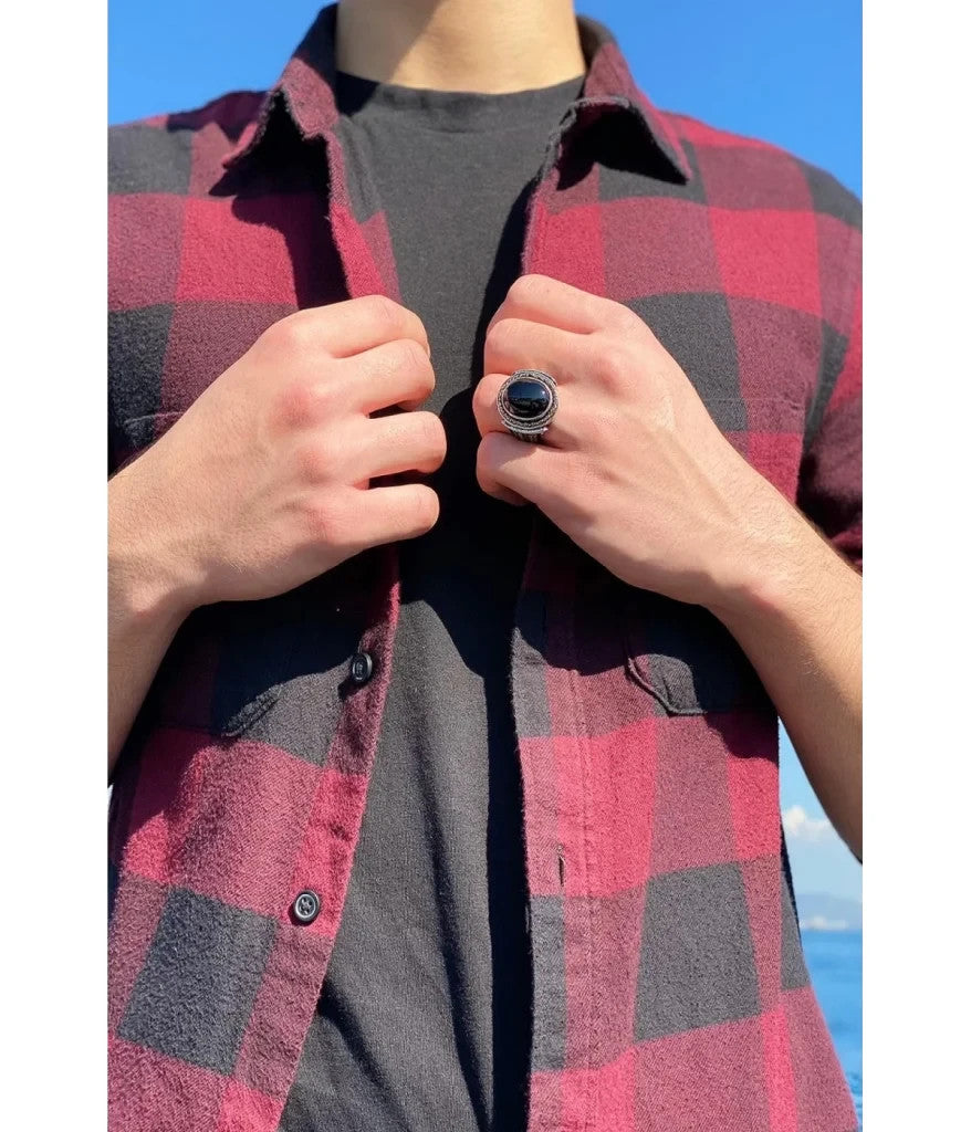 925er Silber mit roten Onyx-Stein handgefertigte Ringe für Frauen und Männer