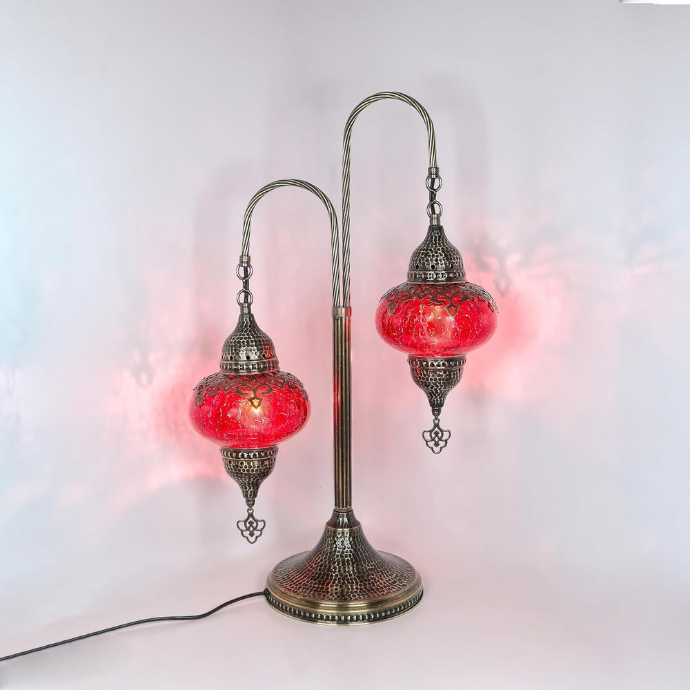 Türkische 2-Kugel Rissglaslampe | Marokkanisch Mosaik Tiffany Stil Lampe