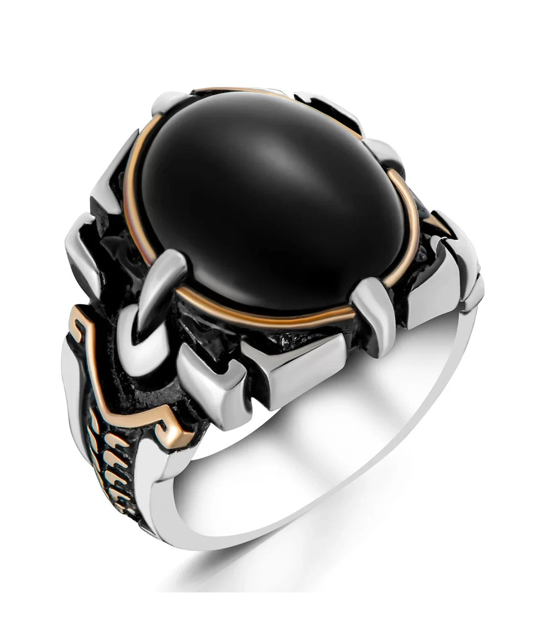 925er Silber, mit Onyx-Stein, handgefertigte Ringe für Frauen und Männer