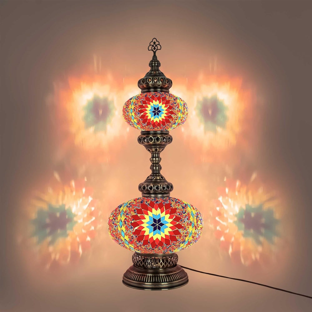 Türkische Mosaik Tischlampe 3 Kugeln | Marokkanische Vintage Lampe Deko