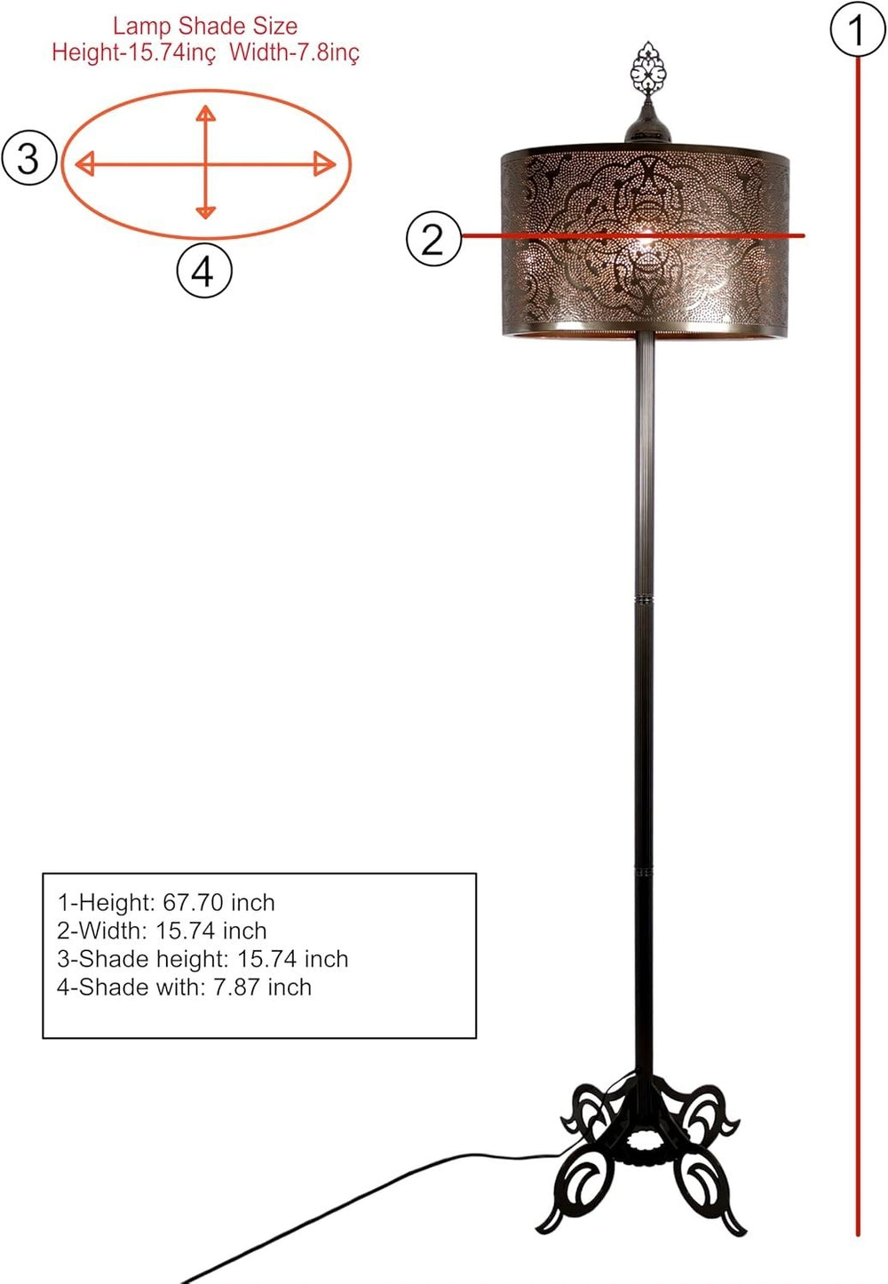 Vintage Türkische Mosaik Stehlampe | Mid-Century Boho Wohnzimmerecke Lampe