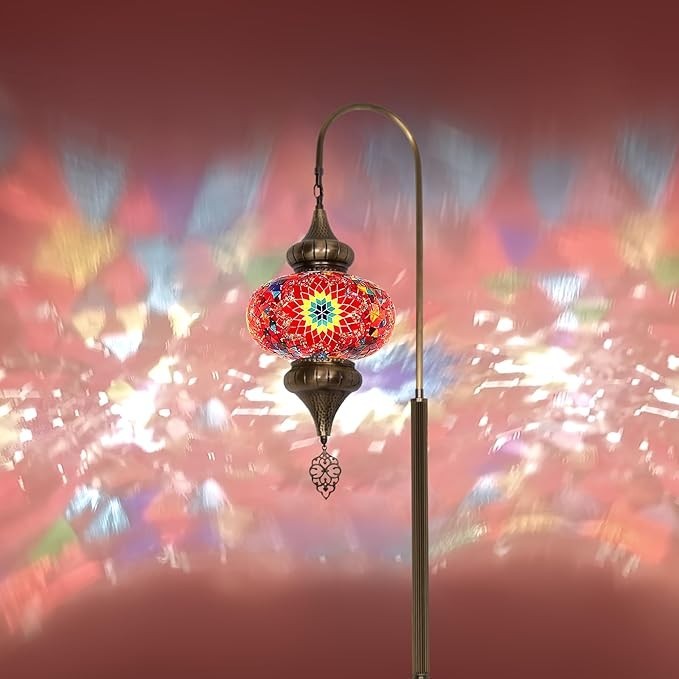Türkische Mosaik Stehlampe | Marokkan. Schwanenhalslampe & Buntglas Blickfang