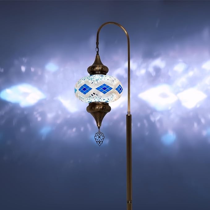 Türkische Mosaik Stehlampe | Marokkan. Schwanenhalslampe & Buntglas Blickfang