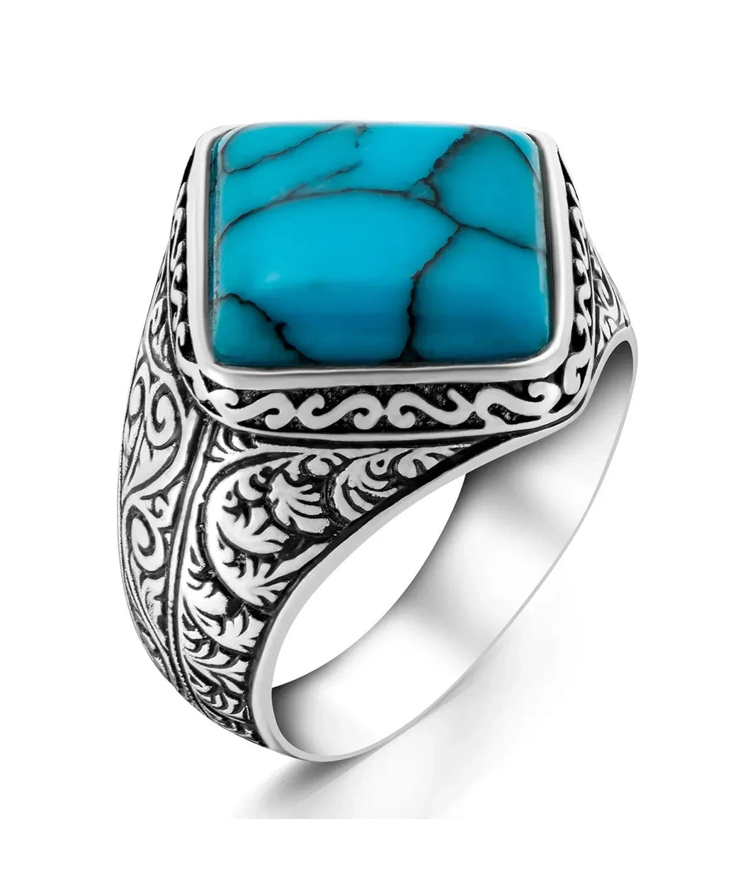 925er Sterlingsilber Firuze Herrenring Handgefertigt Naturbernstein Damenring