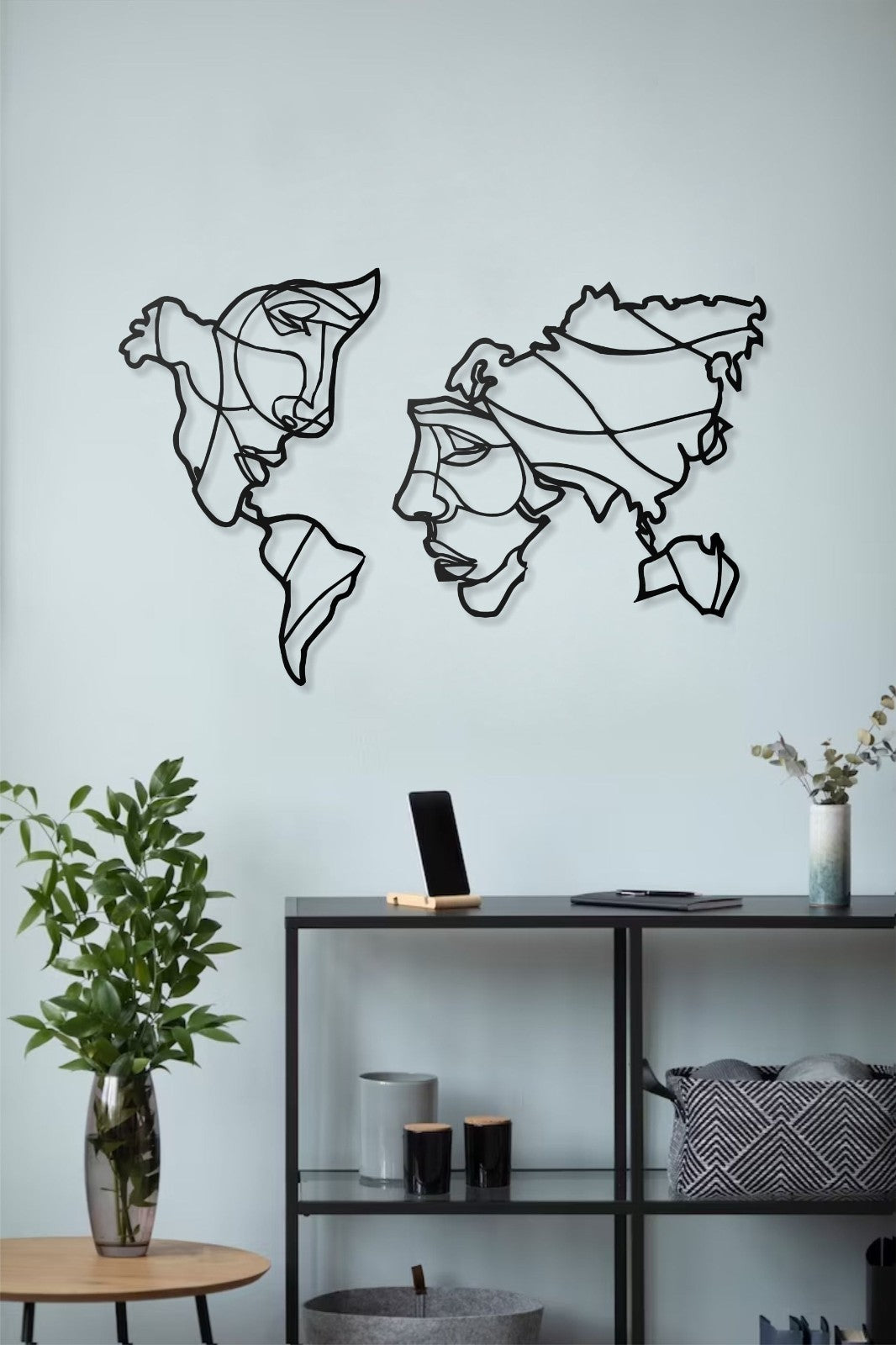 Metall Weltkarte Wanddeko Menschliches Design 50x80 70x100 Handarbeit