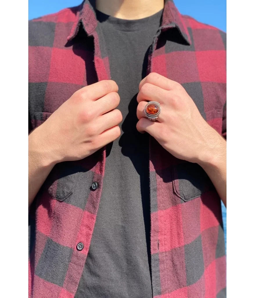 925er Silber mit  Bernsteinstein handgefertigte Ringe für Frauen und Männer