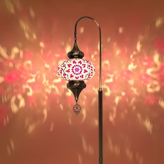 Türkische Mosaik Stehlampe | Marokkan. Schwanenhalslampe & Buntglas Blickfang