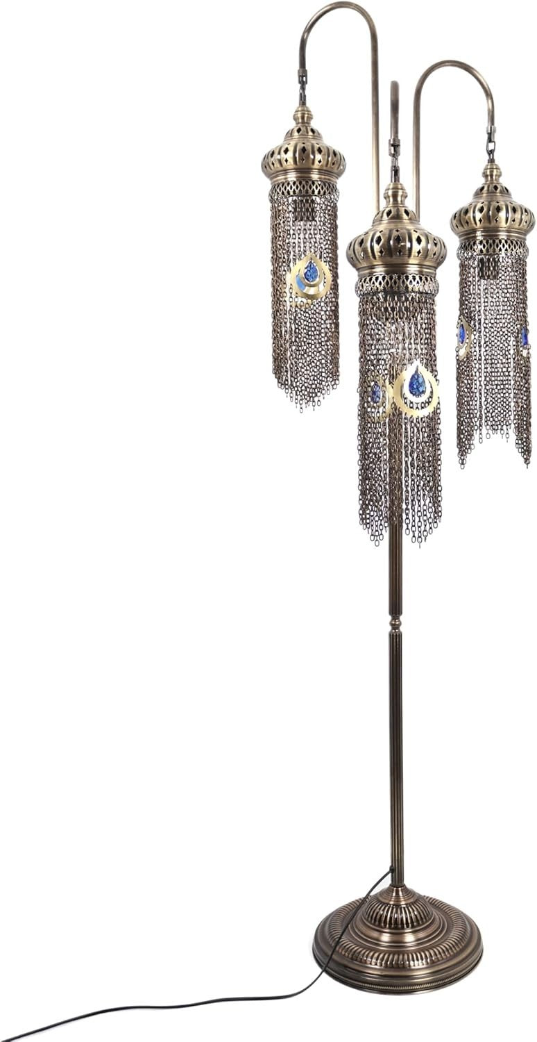 Türkische Boho Mosaik Stehlampe | Marokkanische Vintage Schwanenhals Lampe