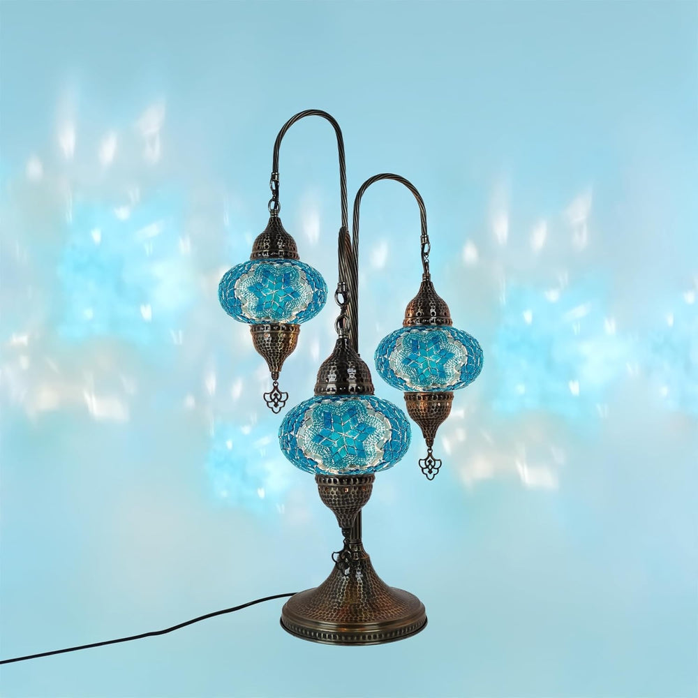 Türkische Mosaik Tischlampe 3 Kugeln | Marokkanische Vintage Lampe Deko