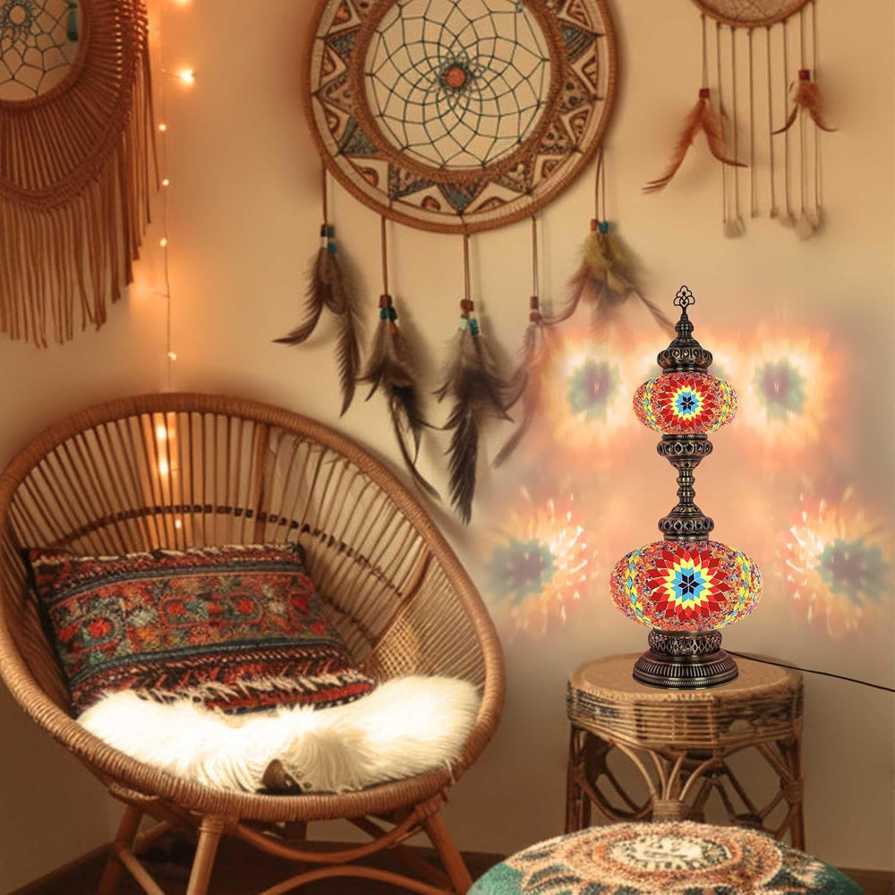 Handgefertigte Türkische Mosaiklampe | Marokkanische Bunte Tischlampe Deko