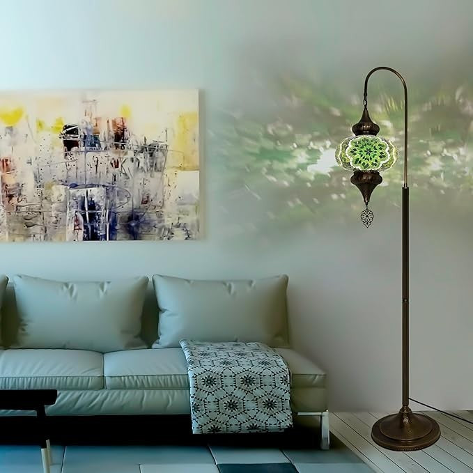 Türkische Mosaik Stehlampe | Marokkan. Schwanenhalslampe & Buntglas Blickfang