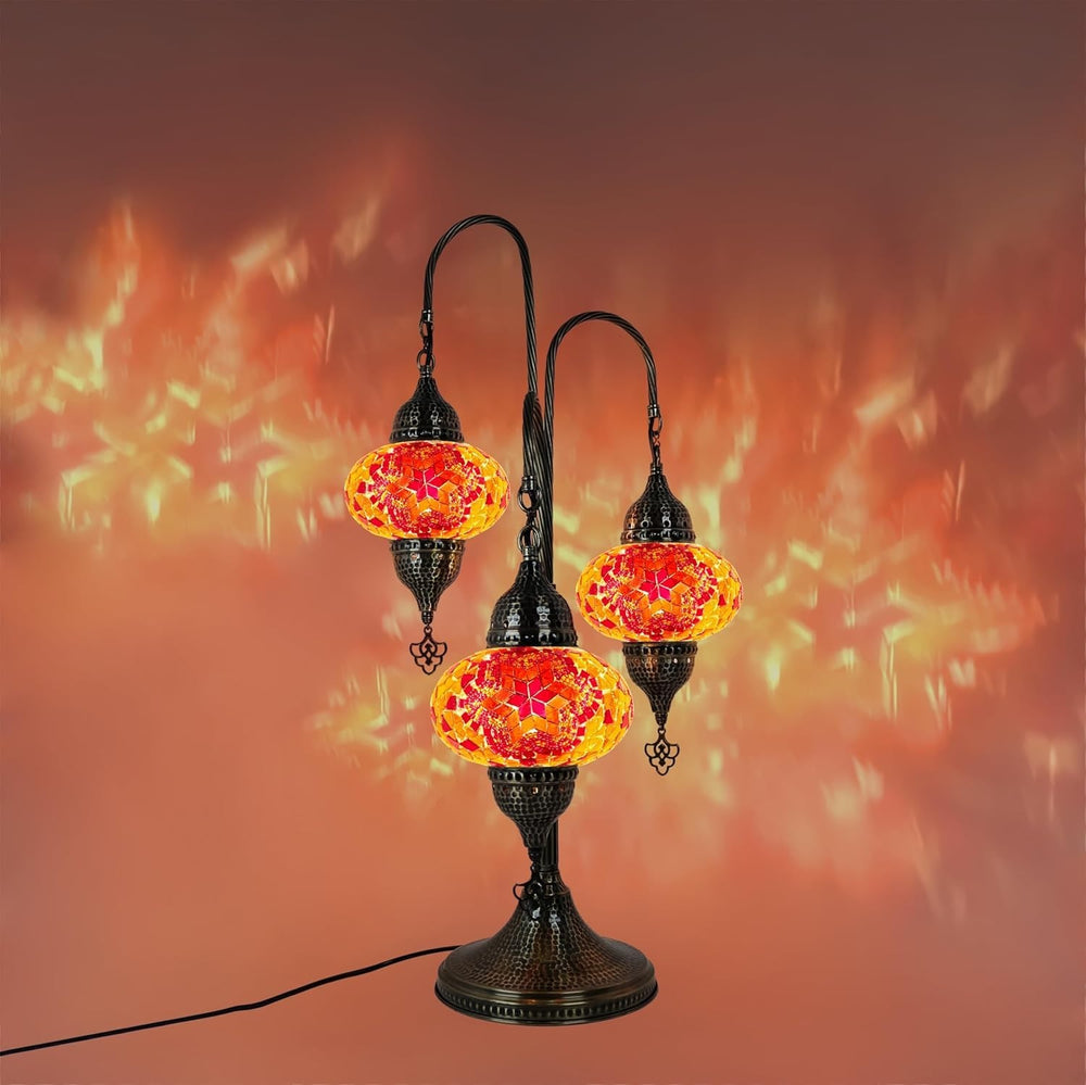 Türkische Mosaik Tischlampe 3 Kugeln | Marokkanische Vintage Lampe Deko