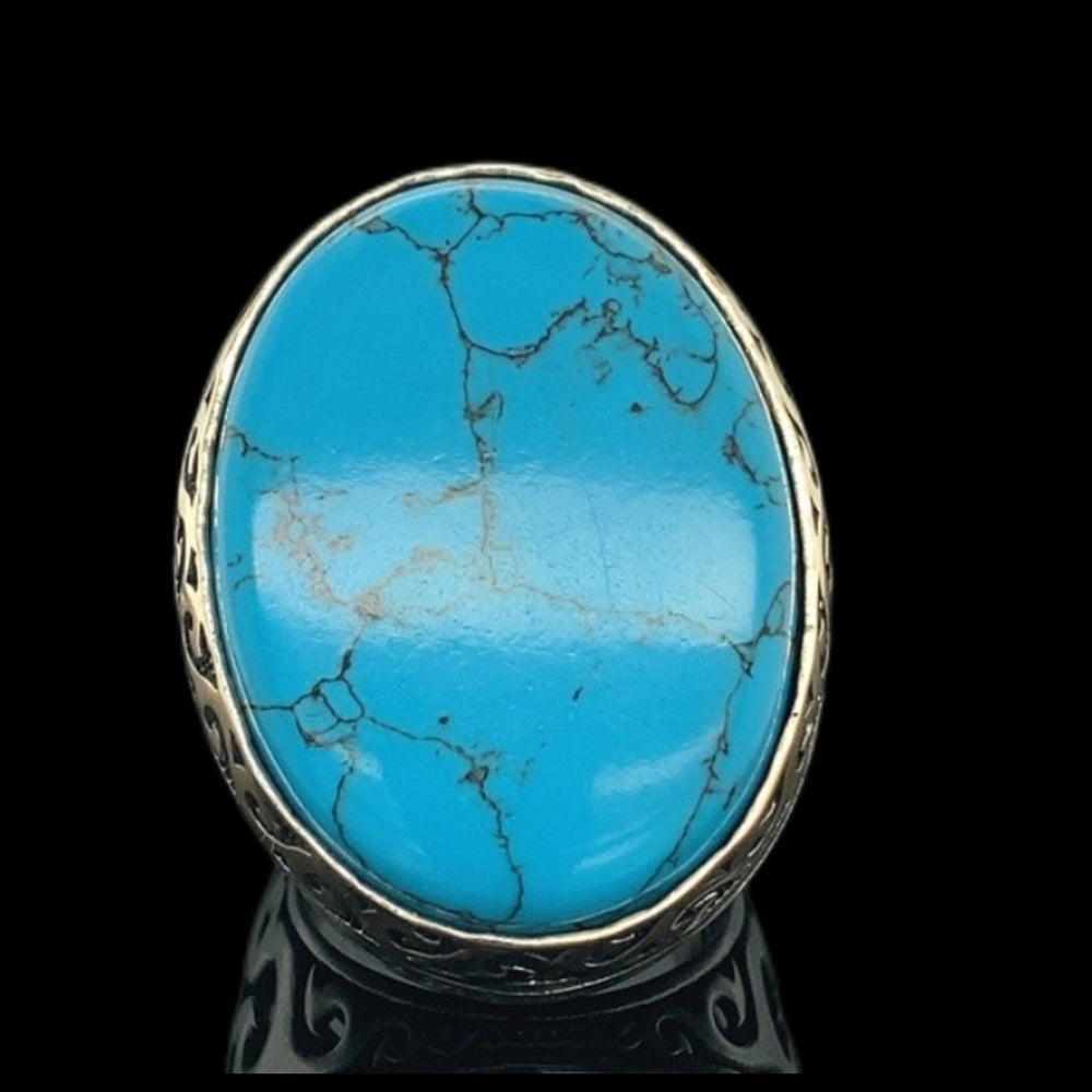925er Sterlingsilber Türkisste Herrenring Handgefertigt Naturbernstein Damenring