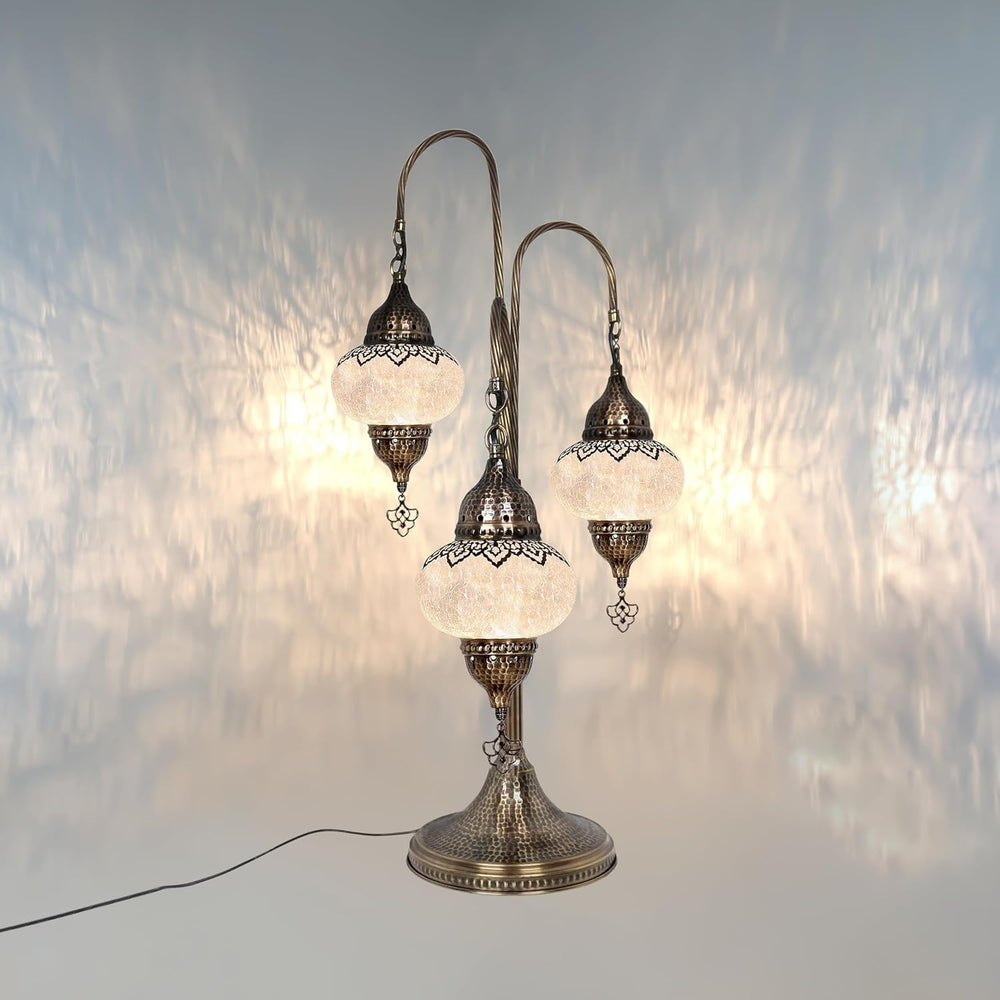 Türkische 3-Kugel-Mosaiklampe | Handgefertigte Vintage Nachttischlampe