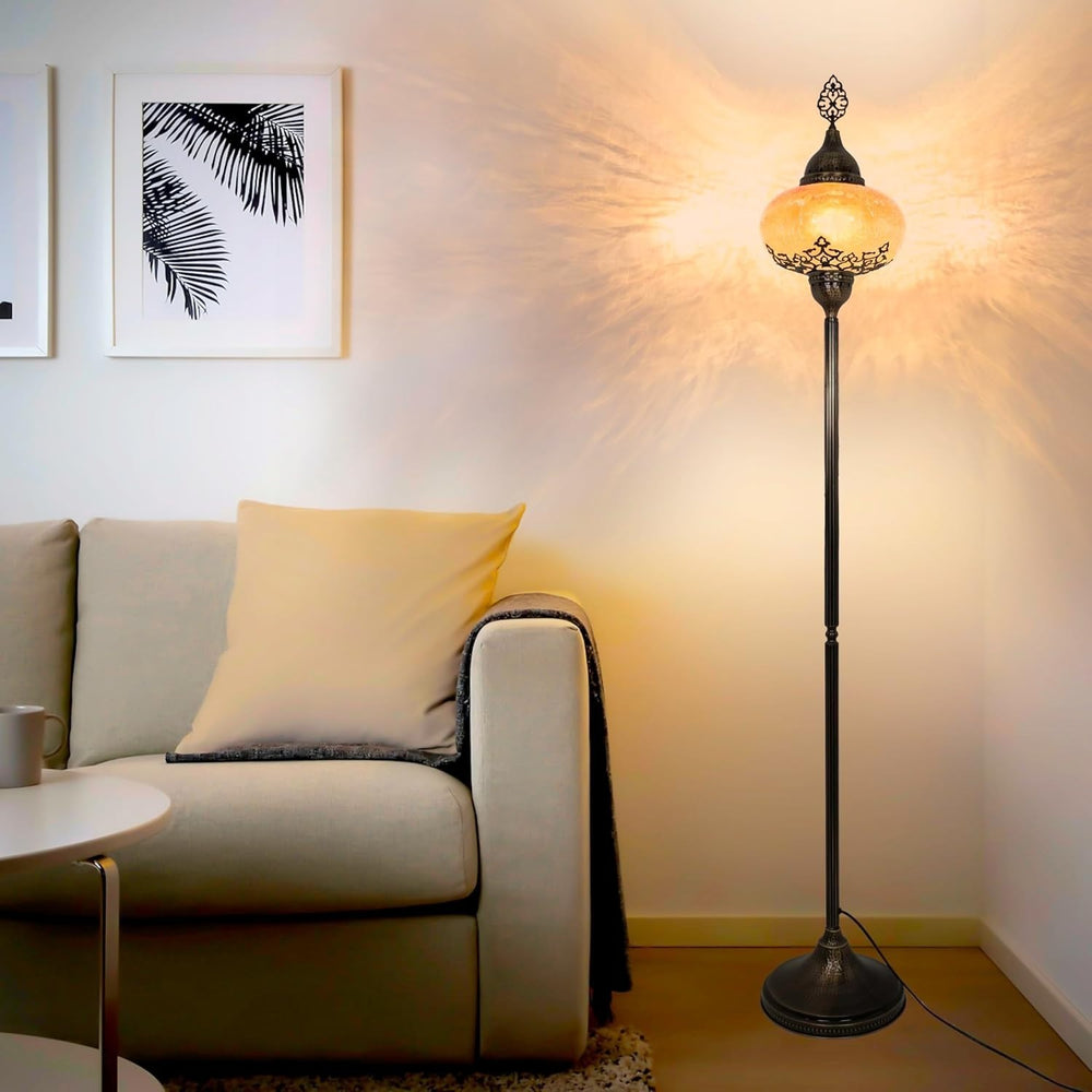 Türkische Stehlampe im Mosaik-Tiffany Stil | Glaslampen Boho Vintage Design