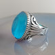 925er Silber  Aquablauer Stein Herrenring Handgefertigt Damenring