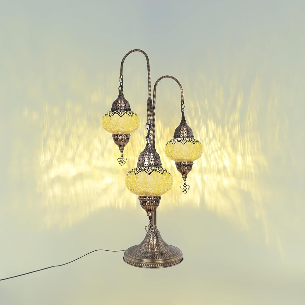Türkische 3-Kugel-Mosaiklampe | Handgefertigte Vintage Nachttischlampe