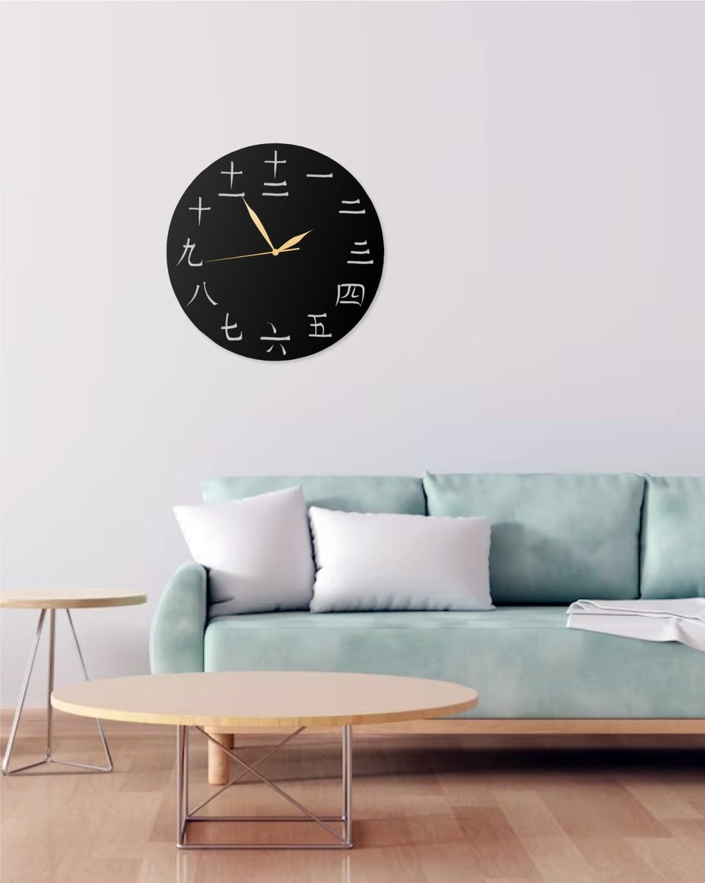 Metall Wanduhr Japanisches Zahlen Design 40x40 cm Deko Uhr Modern