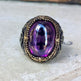 925er Silber Amethyststein Herrenring Handgefertigt Damenring