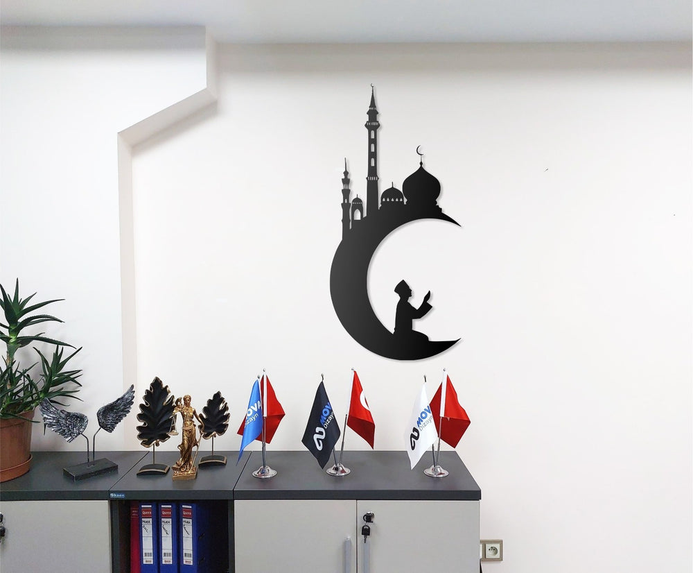 Betender Mann Moschee Motiv Islamisches Metall Wandbild