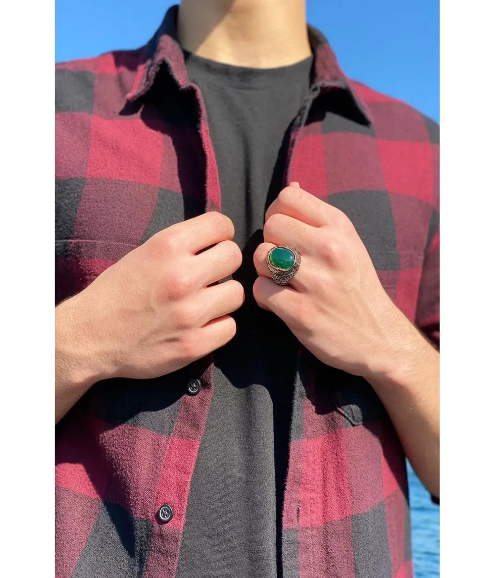 925er Sterlingsilber Zirkon Herrenring Handgefertigt Naturbernstein Damenring