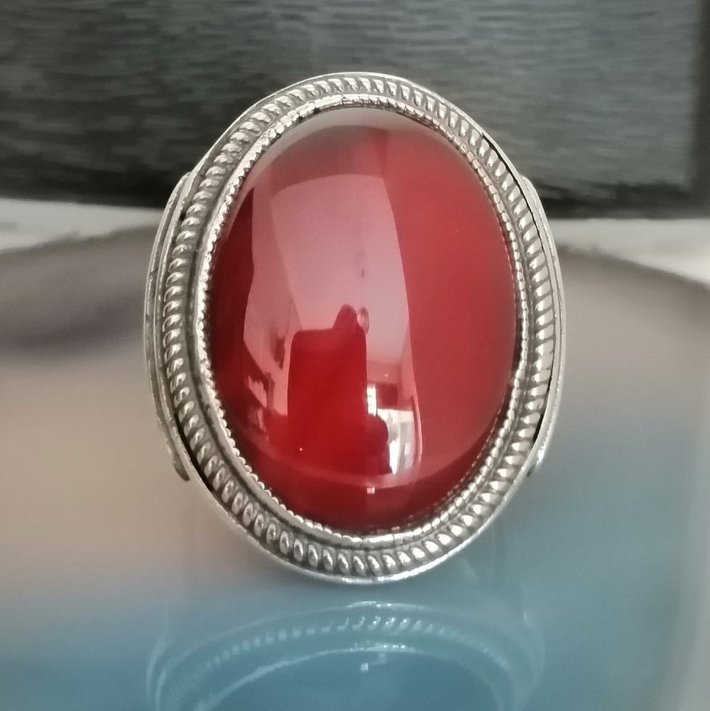 925er Sterlingsilber Achatstei Herrenring Handgefertigt Naturbernstein Damenring