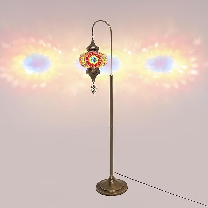 Türkische Mosaik Stehlampe | Marokkan. Schwanenhalslampe & Buntglas Blickfang