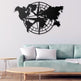 Weltkarte Wandbild Kompass 50x76 & 70x90 cm – Einteiliges Wanddekor