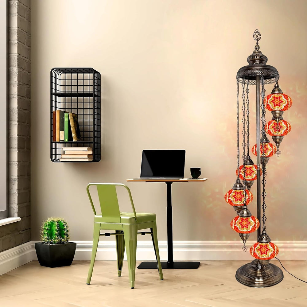 Große 7″ Bunte Türkische Mosaik Stehlampe | Boho Vintage Tiffany Stil Lampe