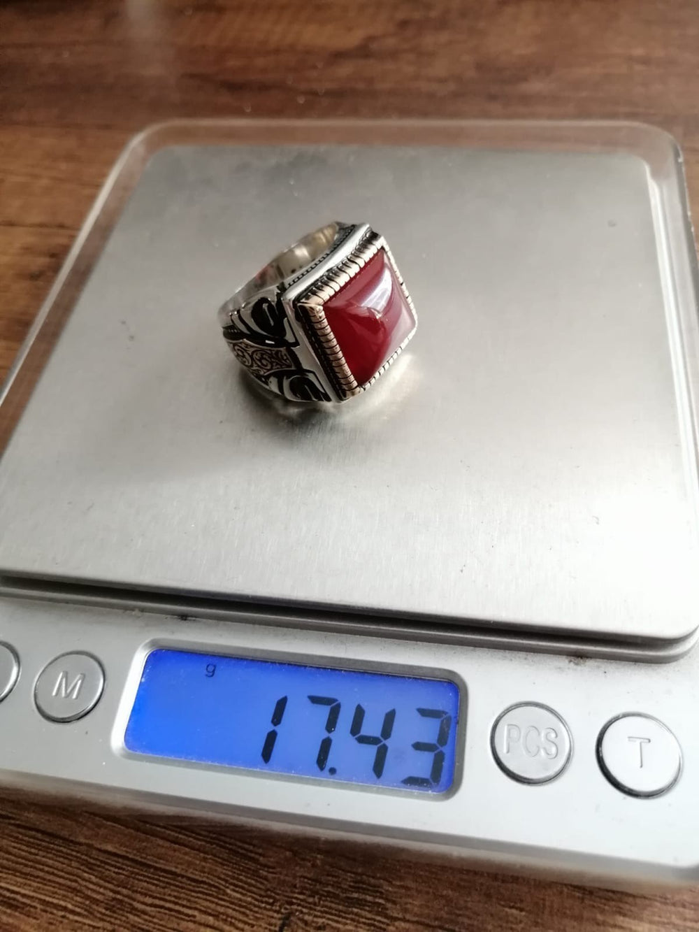 925er Sterlingsilber Herrenring Handgefertigt Naturbernstein Spirituelle Design