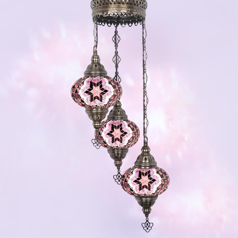 Boho 3-Kugel Mosaik Hängelampe Türkisch Marokkanisch Stil Licht