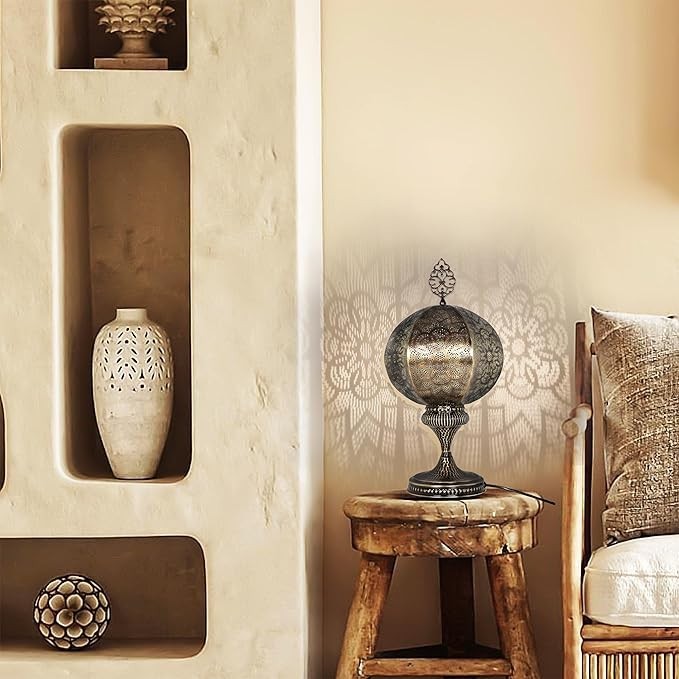 Türkische Tischlampe | Marokkanische Boho Vintage Tiffany Stil Buntglas Lampe