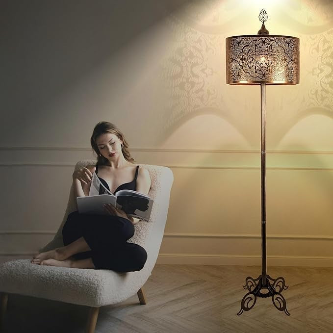 Vintage Türkische Mosaik Stehlampe | Mid-Century Boho Wohnzimmerecke Lampe