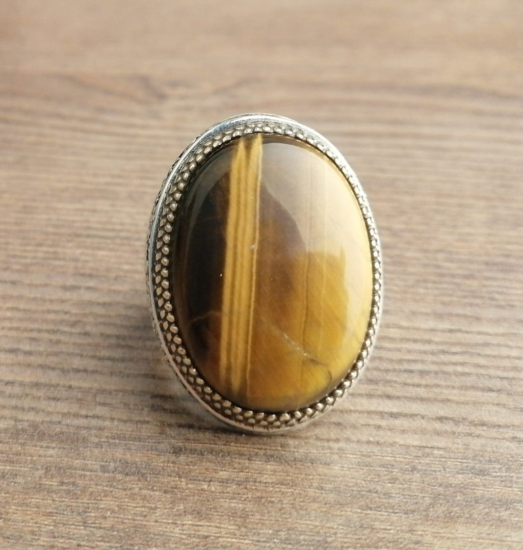 925er Silber mit Tigerauge-Stein handgefertigte Ringe für Frauen und Männer