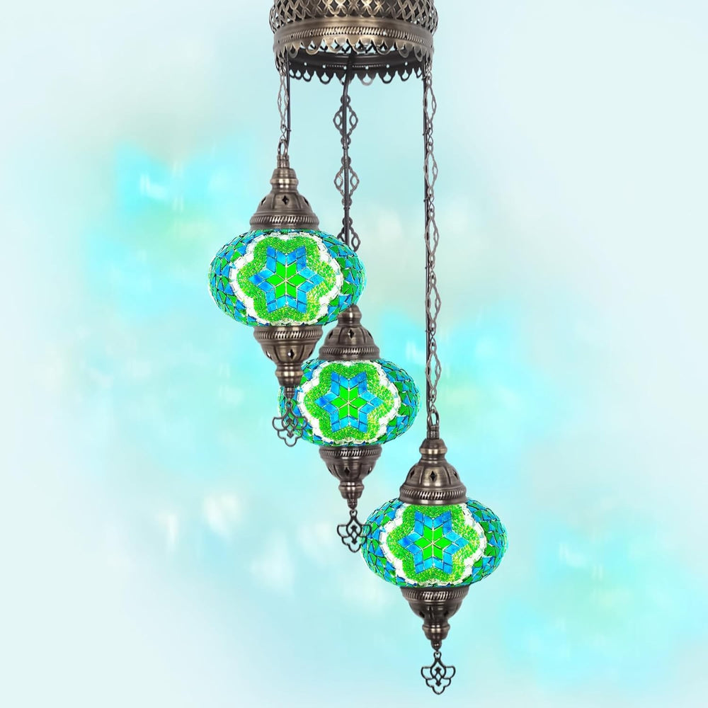 Boho 3-Kugel Mosaik Hängelampe Türkisch Marokkanisch Stil Licht