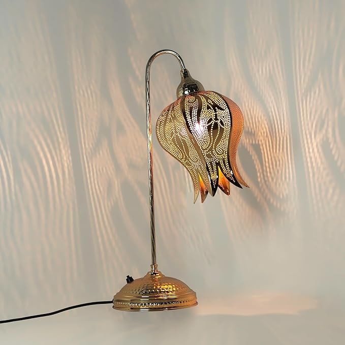 Türkisch-Marokkanische Tischlampe | Schwanenhals Nachttischlampe Boho Vintage