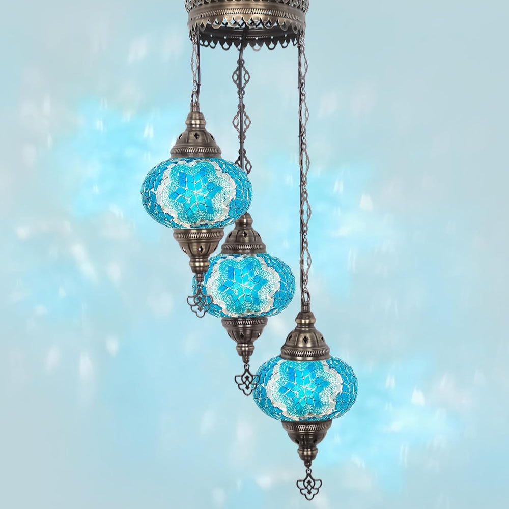 Boho 3-Kugel Mosaik Hängelampe Türkisch Marokkanisch Stil Licht