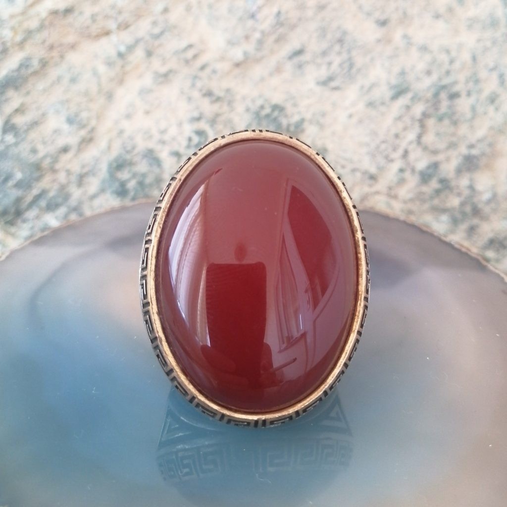 925er Sterlingsilber Achatstei Herrenring Handgefertigt Naturbernstein Damenring