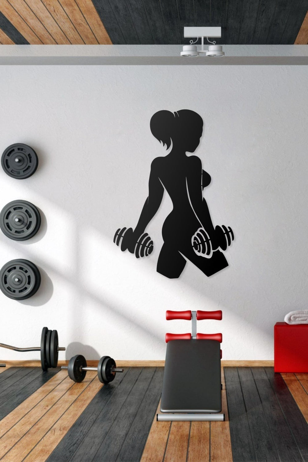 Fitness GYM Box Wandbild Sporthalle 75x53 cm – Metall Wanddekor