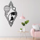 Weltkarte Wanddeko Metall mit Ballon & Geometrischem Design 30x66 50x100 cm
