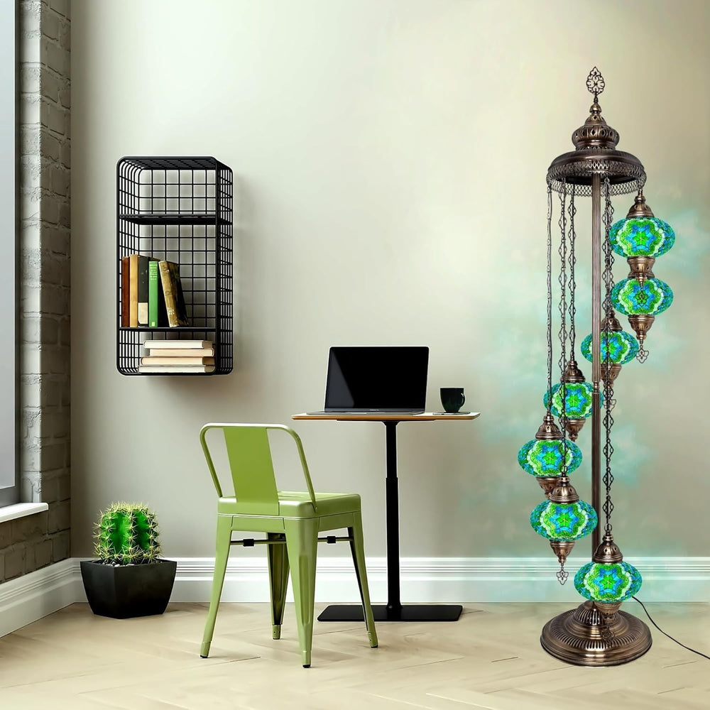 Große 7″ Bunte Türkische Mosaik Stehlampe | Boho Vintage Tiffany Stil Lampe