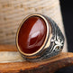 925er Sterlingsilber Herrenring Handgefertigt Naturbernstein Spirituelle Design