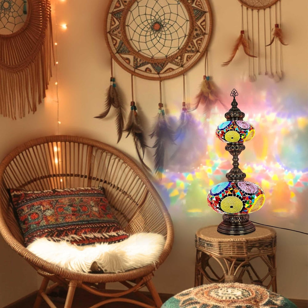 Handgefertigte Türkische Mosaiklampe | Marokkanische Bunte Tischlampe Deko