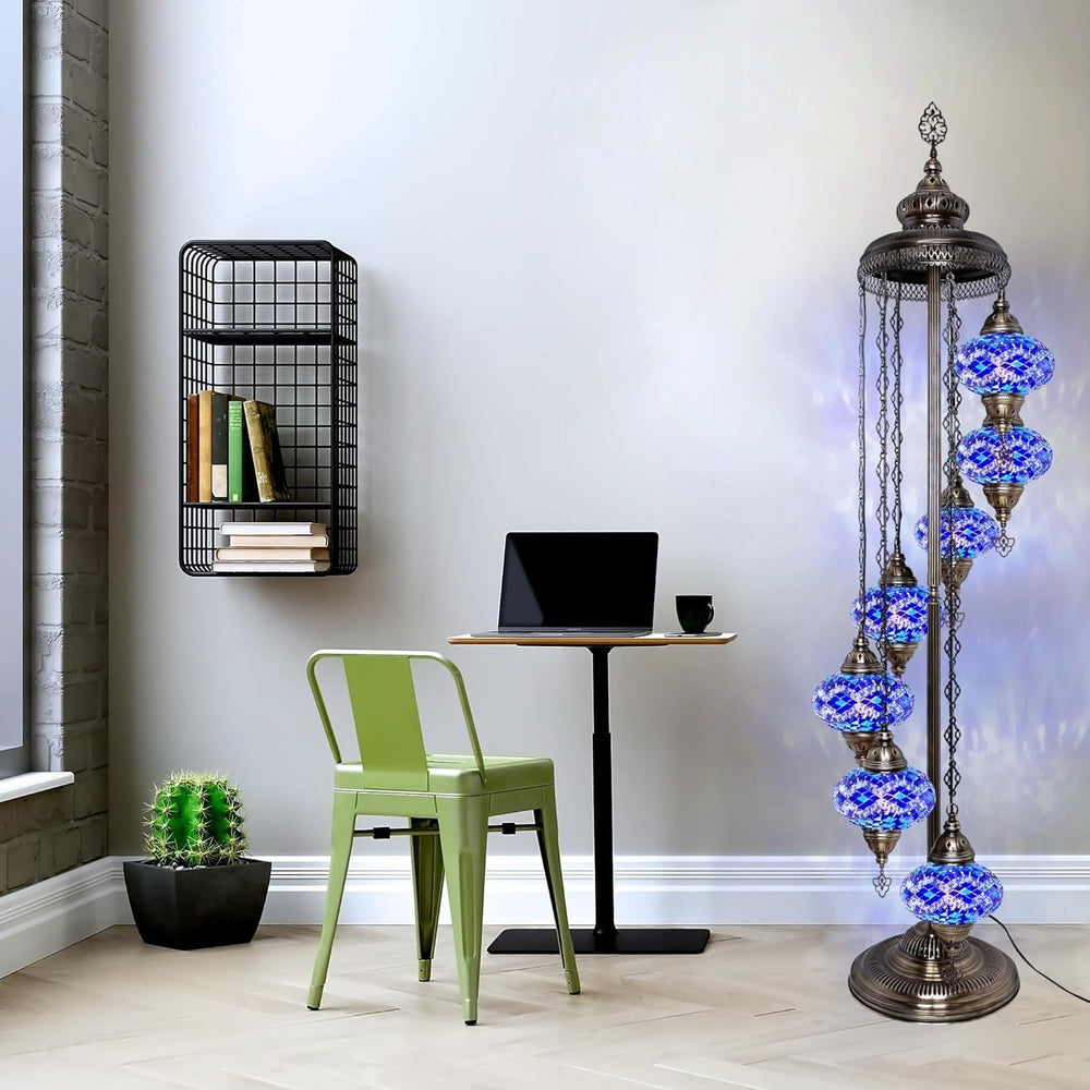 Große 7″ Bunte Türkische Mosaik Stehlampe | Boho Vintage Tiffany Stil Lampe